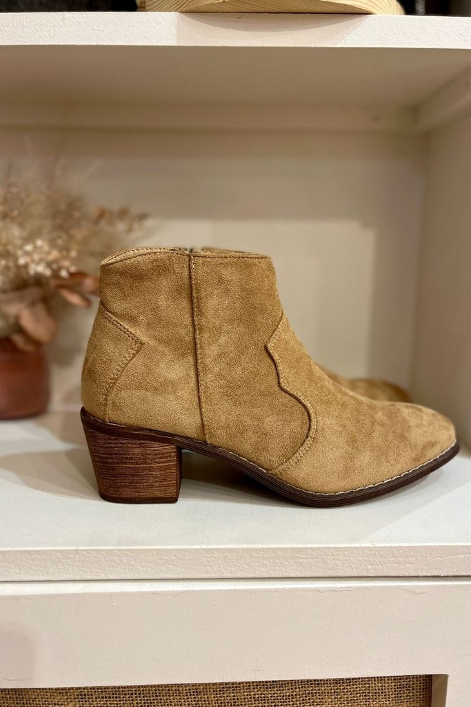Bottines Charlie, couleur beige, style sandiags, hauteur talon 6 cm