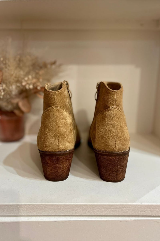 Bottines Charlie, couleur beige, style sandiags, hauteur talon 6 cm