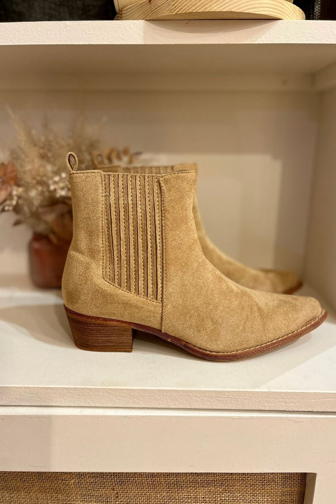 Bottines Emy, couleur beige, hauteur talon 4.5 cm