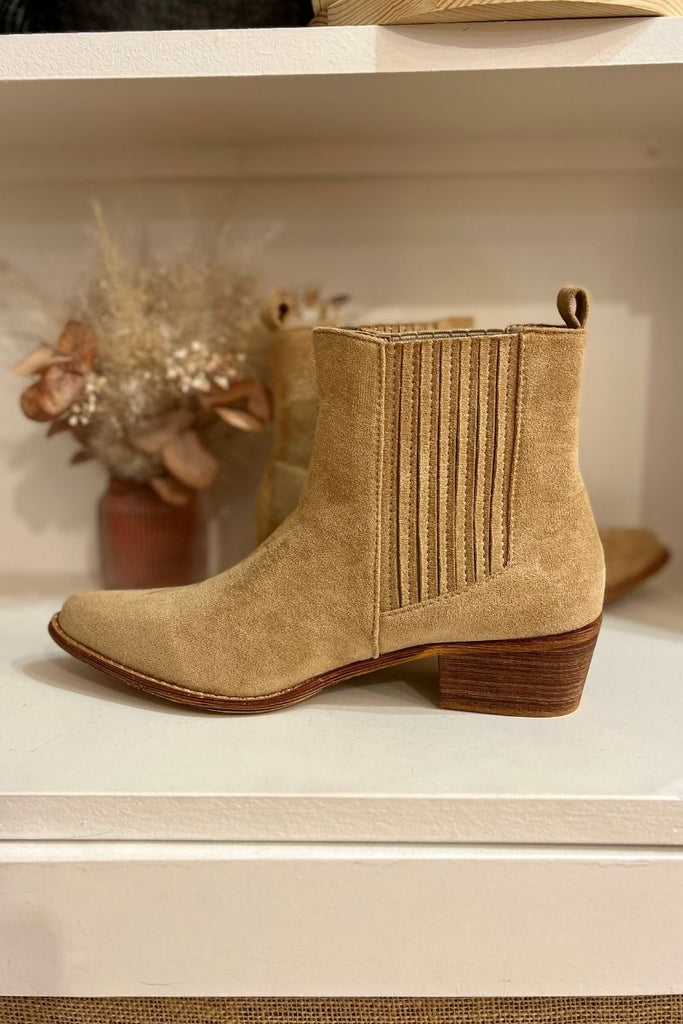 Bottines Emy, couleur beige, hauteur talon 4.5 cm
