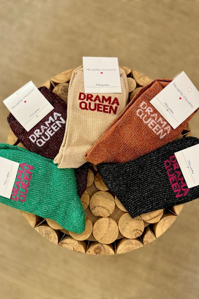 Chaussettes Drama Queen, 5 coloris, paillettes
