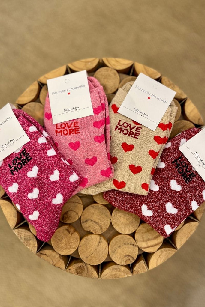 Chaussettes Love More, paillettes, 4 coloris