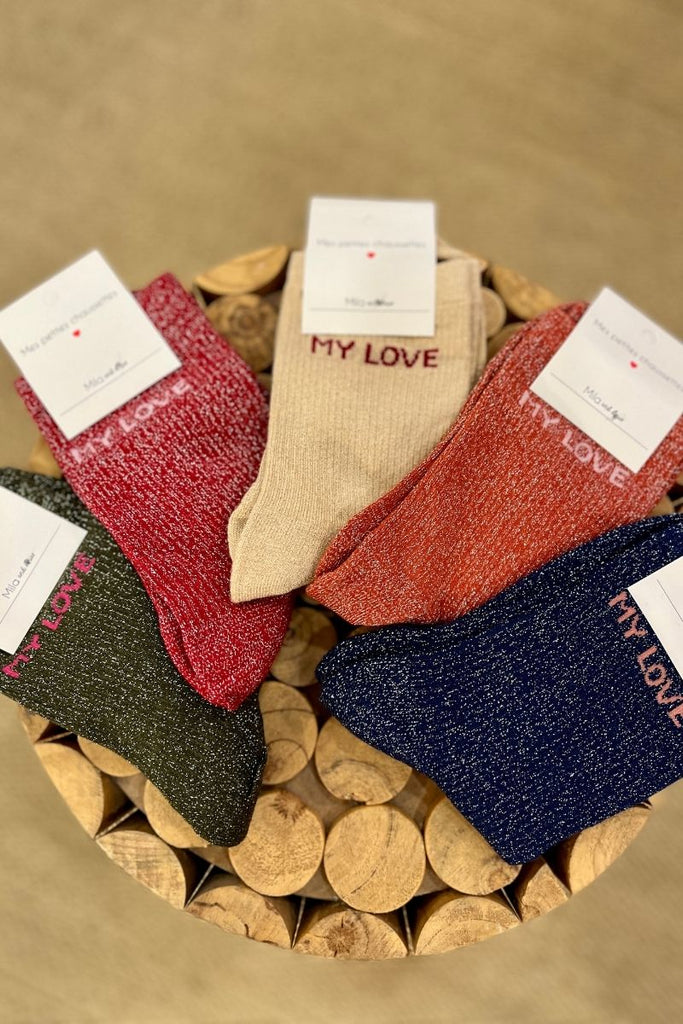 Chaussettes My Love, 5 coloris, paillettes