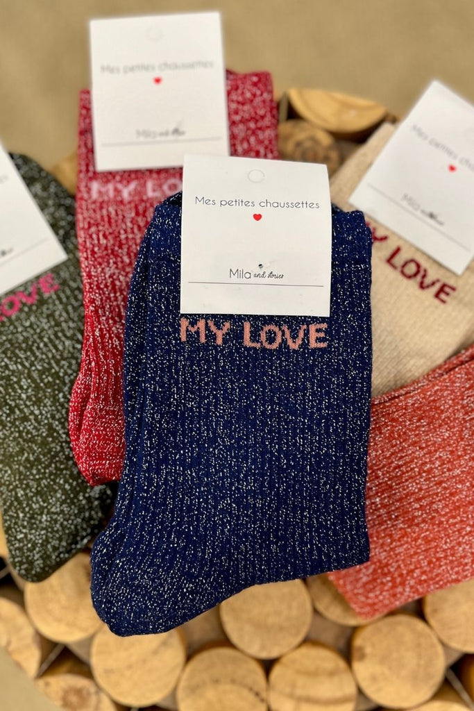 Chaussettes My Love, 5 coloris, paillettes