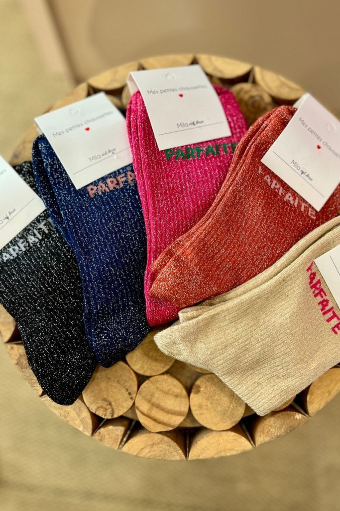 Chaussettes Parfaite, 5 coloris, chaussettes à paillettes