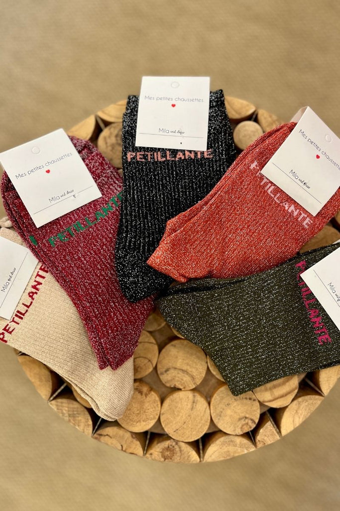 Chaussettes Petillante, 5 coloris, paillettes