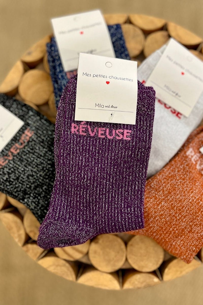 Chaussettes Rêveuse, paillettes, 5 coloris