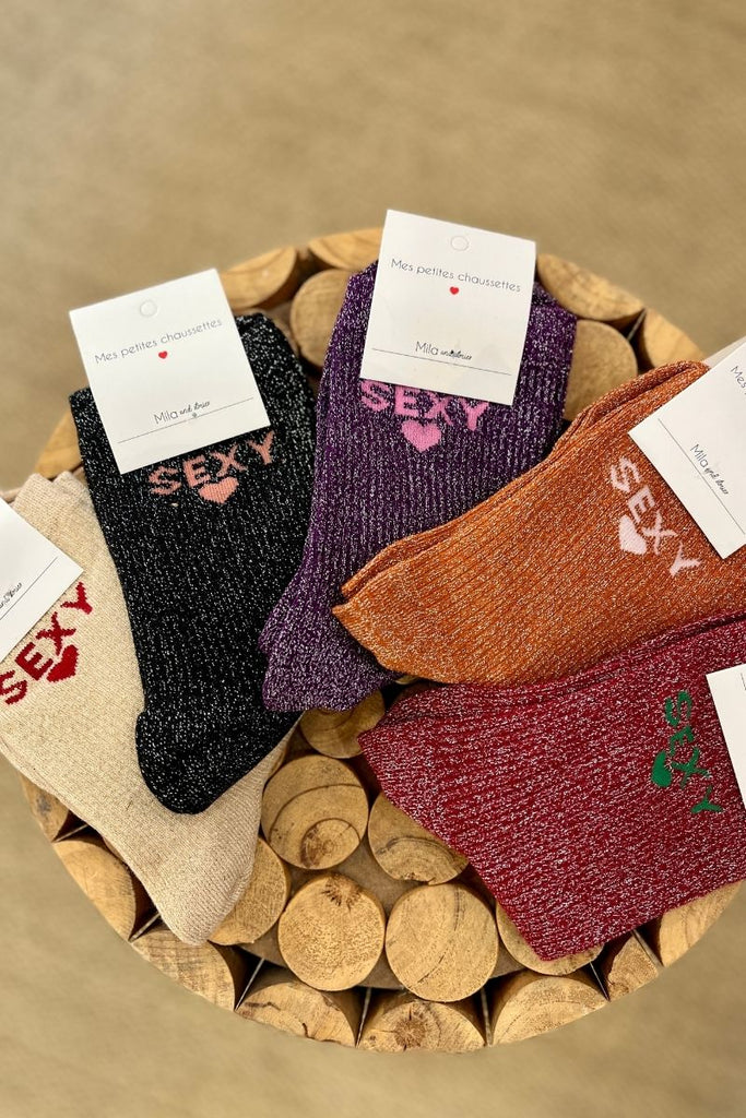 Chaussettes Sexy, paillettes, 5 coloris