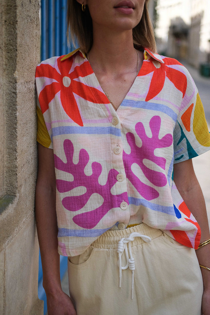 Chemise Chayane, couleur ecru, marque Laure et Max, manches courtes