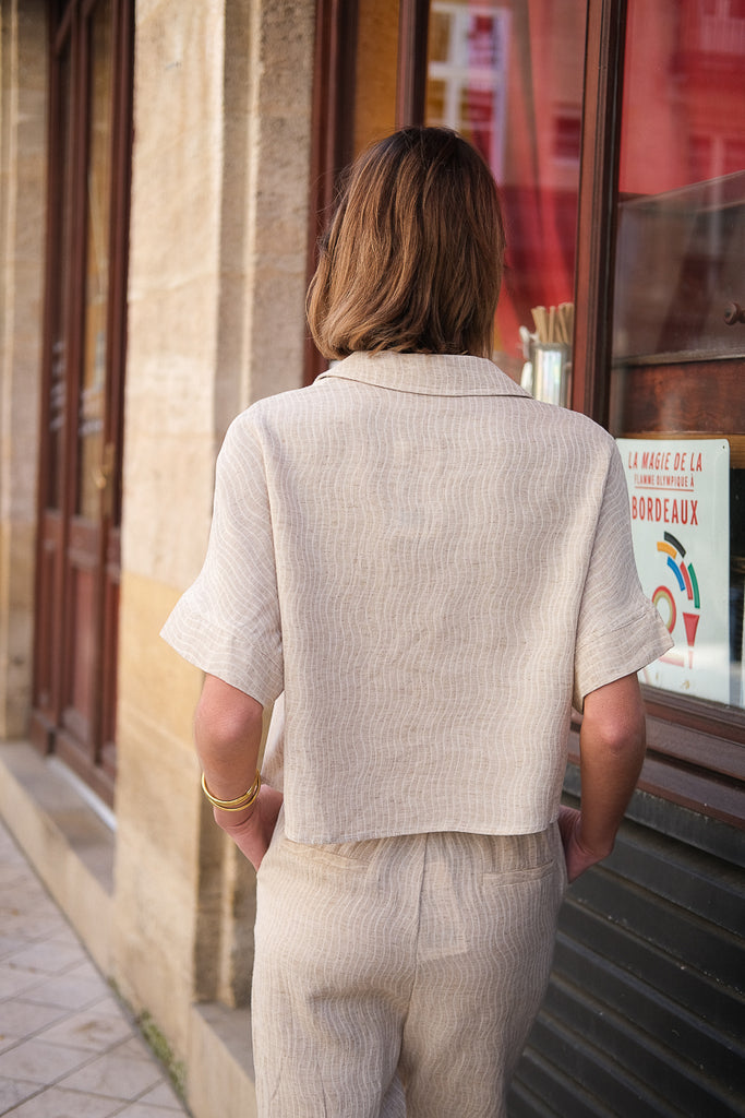 Chemise Hortense, couleur beige, marque The Korner, manches courtes