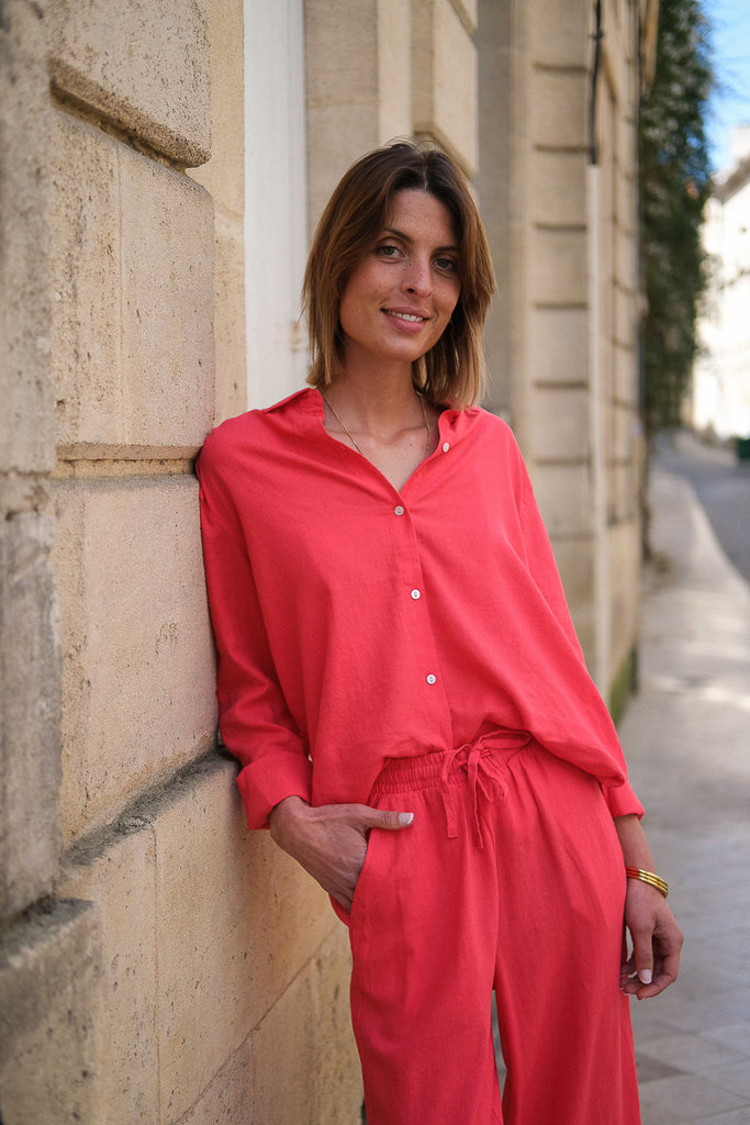 Chemise Ihlinno, couleur corail, marque Ichi