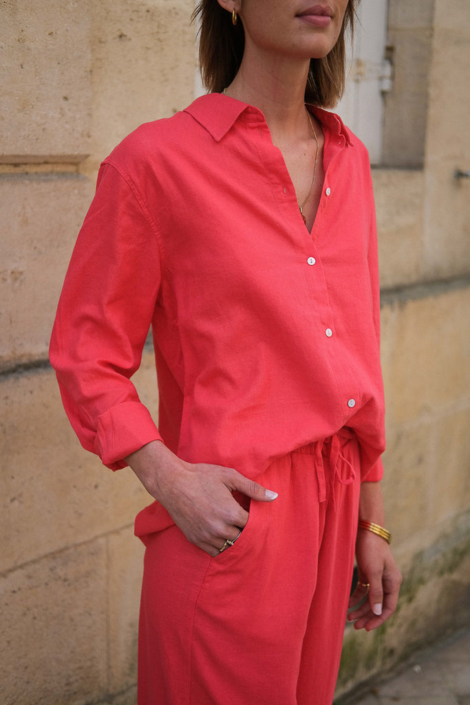 Chemise Ihlinno, couleur corail, marque Ichi