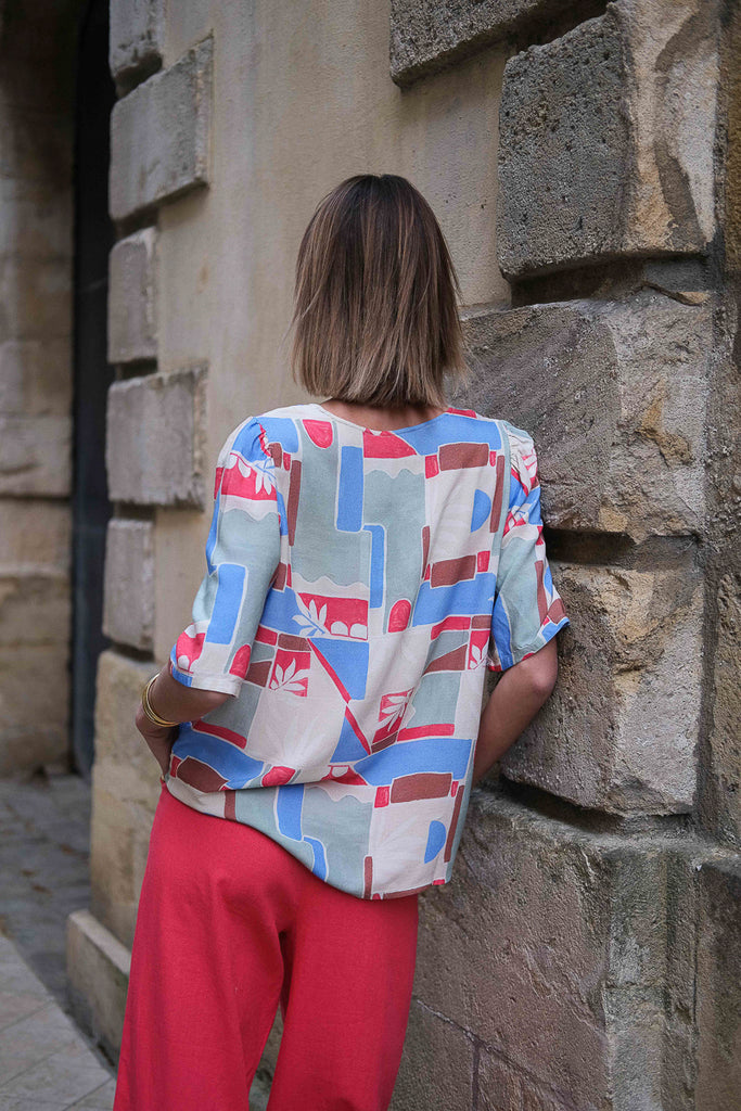Blouse Ihnasreen, couleur bleu, marque Ichi
