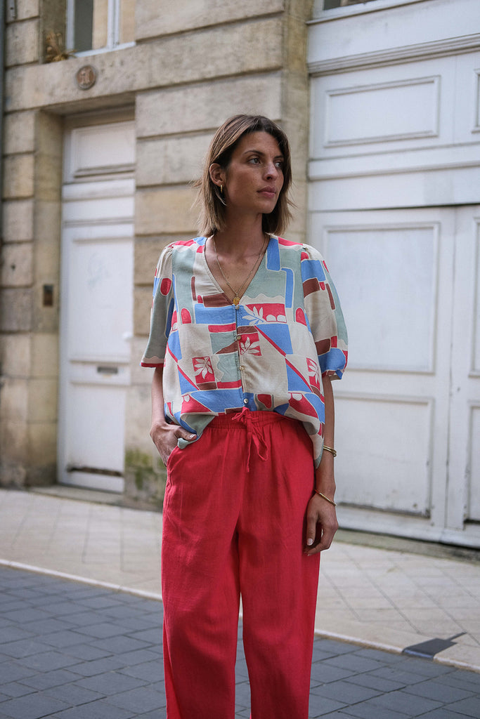 Blouse Ihnasreen, couleur bleu, marque Ichi