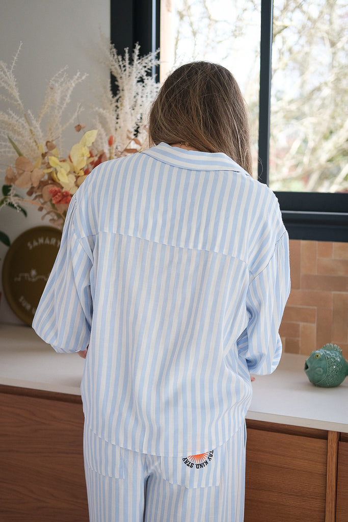 Chemise Kind, couleur bleu, marque Rue Mazarine, manches longues, col chemise