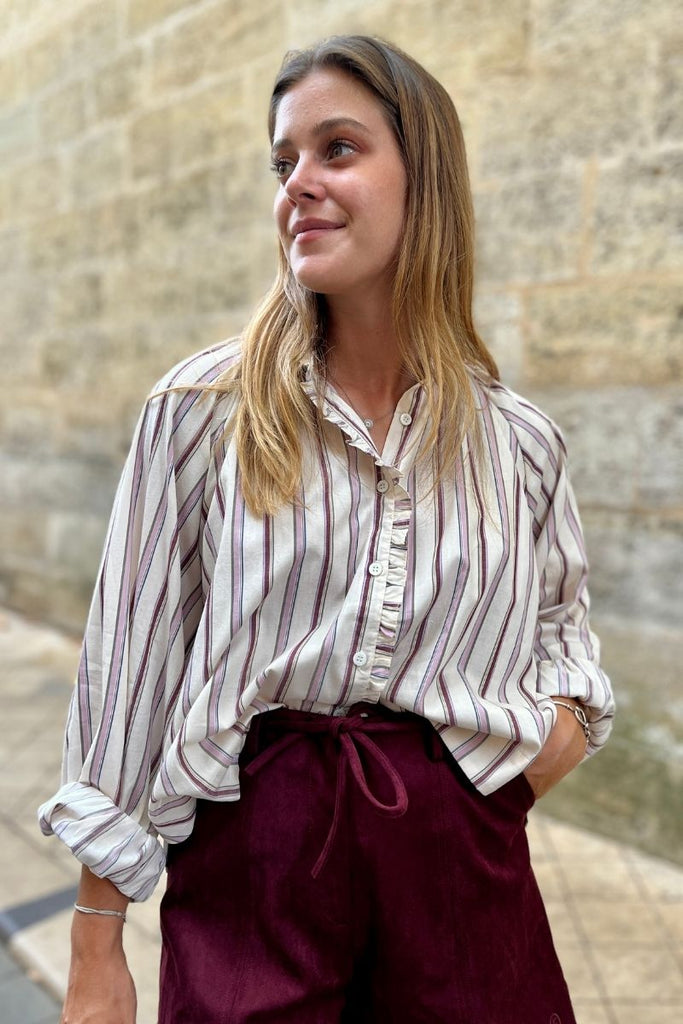 Chemise Molly, couleur crème, marque Frnch, manches longues, matière coton