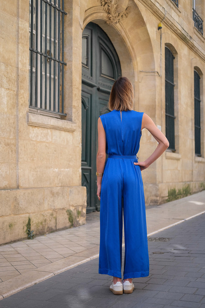 Combinaison Cadia, couleur bleu électrique, marque Frnch, sans manches