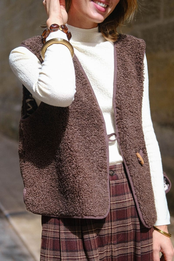 Gilet Ihgozima, couleur chocolat, marque Ichi