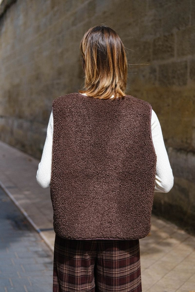 Gilet Ihgozima, couleur chocolat, marque Ichi