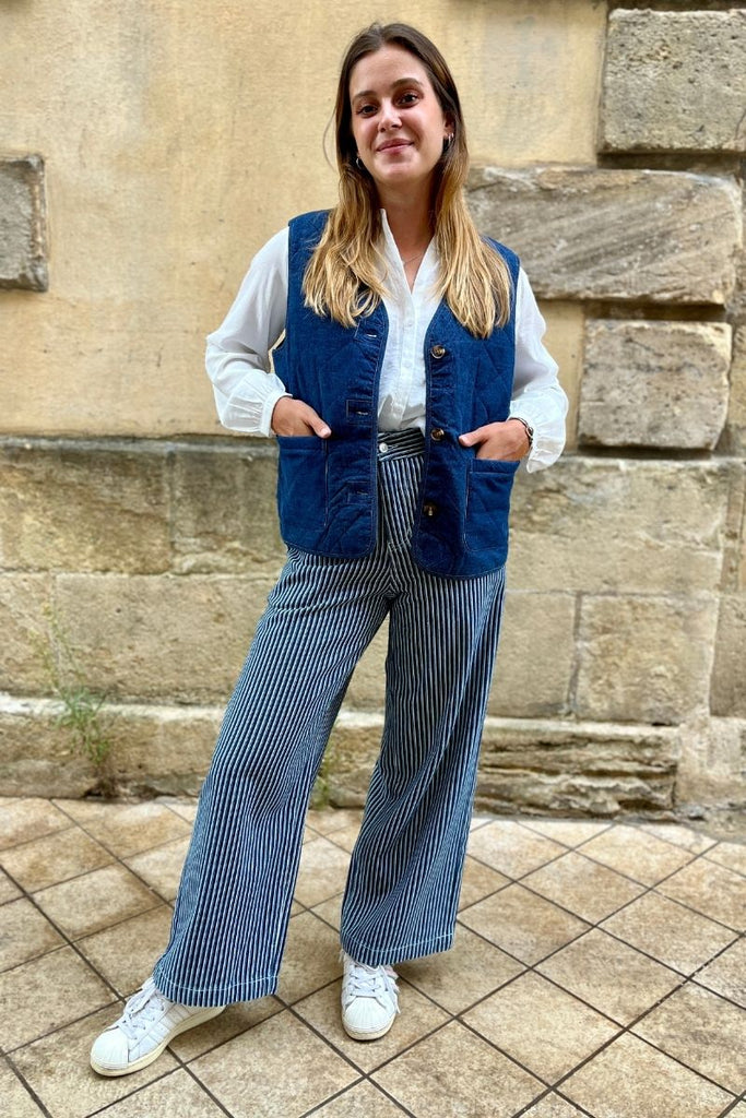 Gilet Baudelaire, couleur bleu, marque Frnch, sans manches