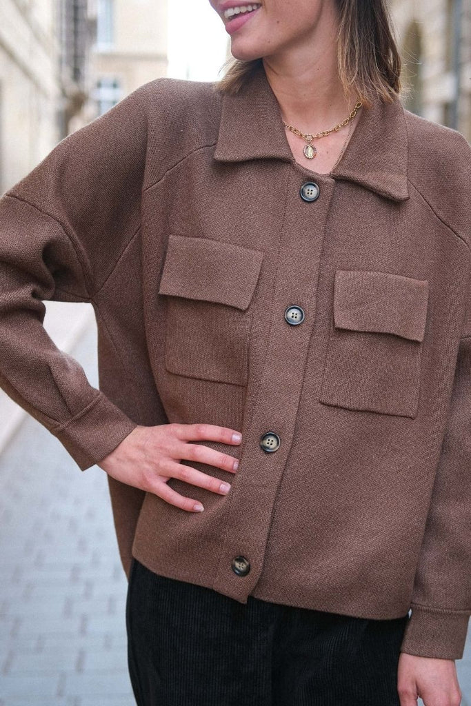 Gilet Camelia, couleur chocolat, marque Orfeo