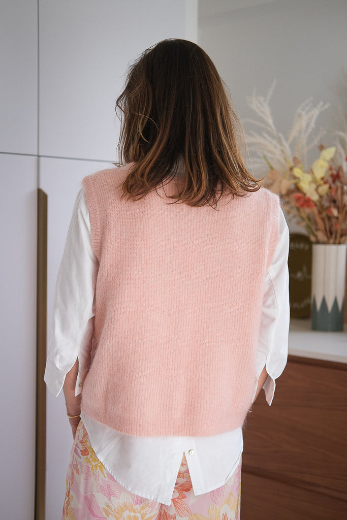 Gilet Meliza, couleur rose pâle, marque Frnch, sans manches