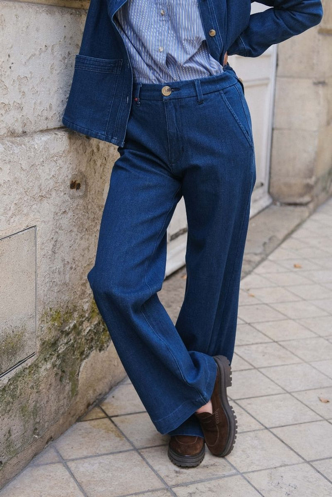 Jean Francine, couleur bleu, marque F.A.M