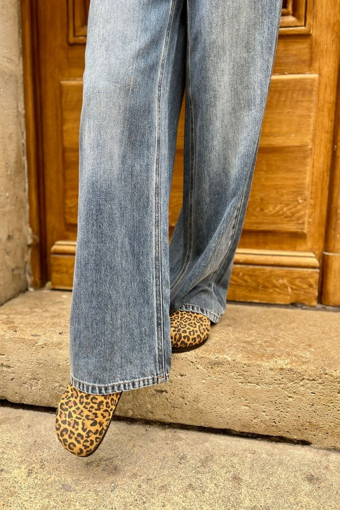 Jean Objrosie, couleur bleu jean, marque Object, taille haute, coupe Wide Leg