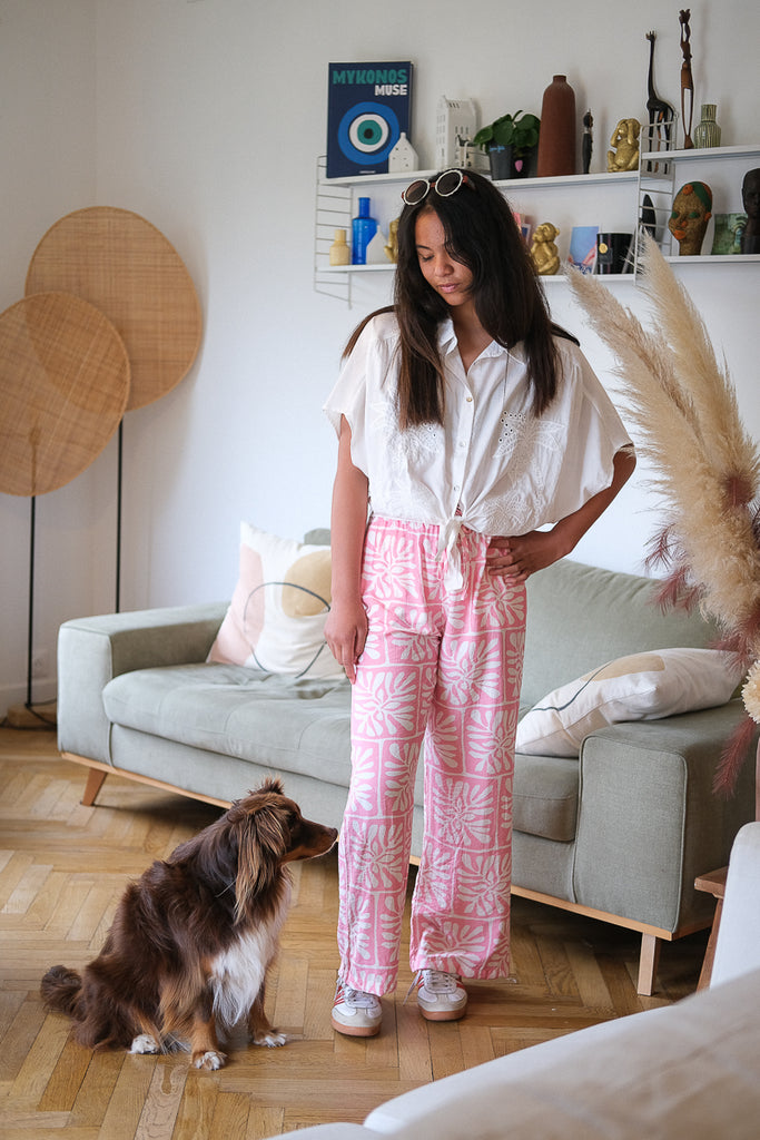Pantalon Aline, couleur rose