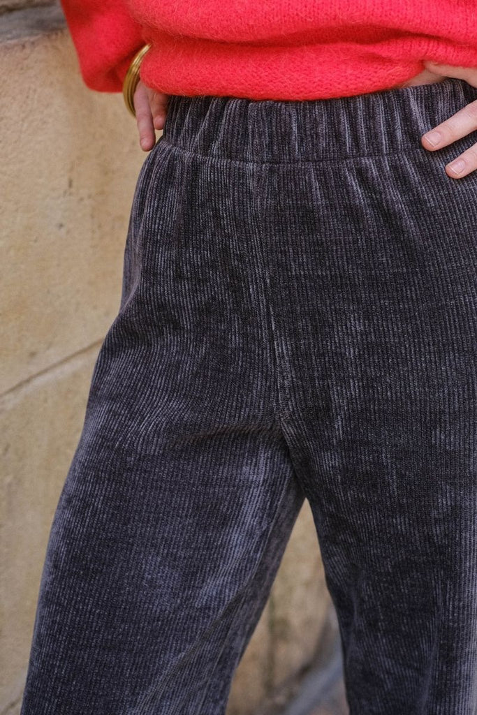 Pantalon Cola, couleur gris, matière velours côtelé, marque Rue Mazarine