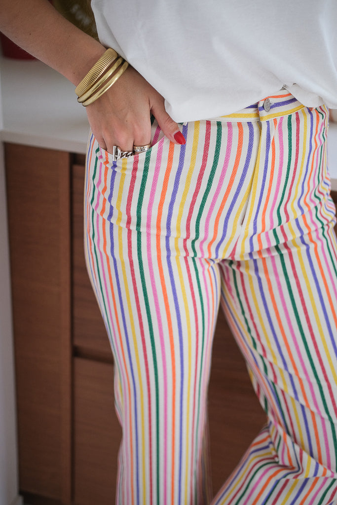 Pantalon Palon, couleur multicolore, motif rayure, marque Laure + Max