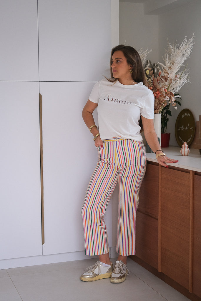 Pantalon Palon, couleur multicolore, motif rayure, marque Laure + Max