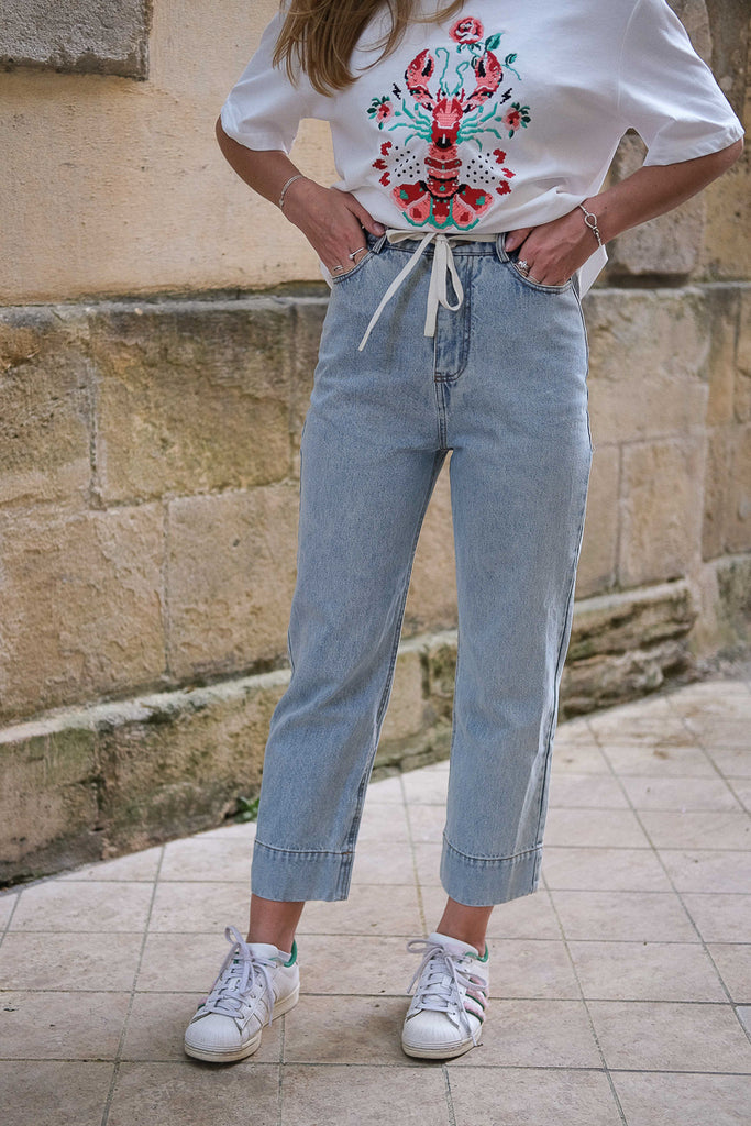 Pantalon Penina, couleur bleu, matière jean, marque Laure et Max