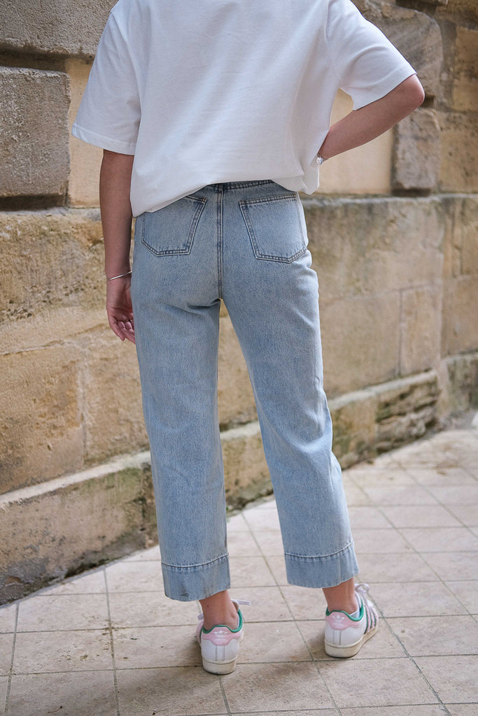 Pantalon Penina, couleur bleu, matière jean, marque Laure et Max