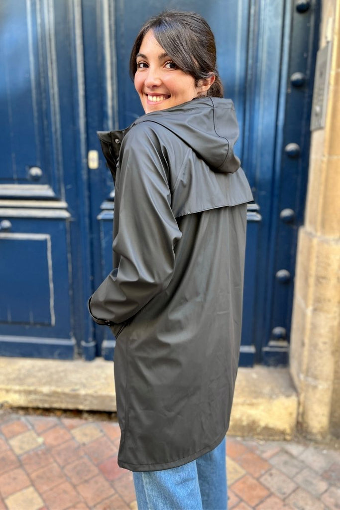 Parka Ihtazi, couleur noir, marque Ichi, mi longue, capuche non amovible