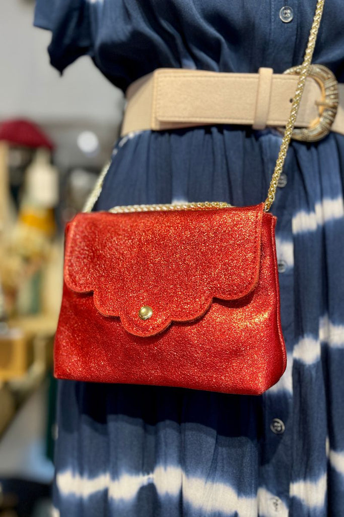Sac Pitinu, 100% Cuir, bandoulière chainette non réglable, non amovible, 5 coloris : bleu éléctrique, rose doré, noir, vert d'eau et doré