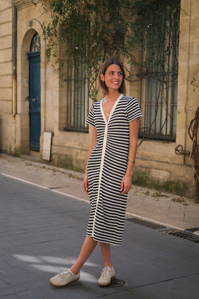 Robe Ihlorianna, couleur marine, marque Ichi, robe longue
