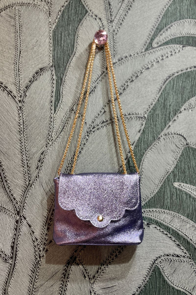 Sac Pitinu, 100% Cuir, bandoulière chainette non réglable, non amovible, 5 coloris : bleu éléctrique, rose doré, noir, vert d'eau et doré