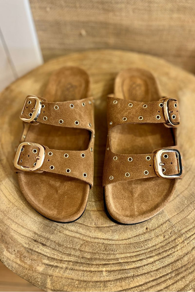 Sandales Lana, couleur camel, double brides