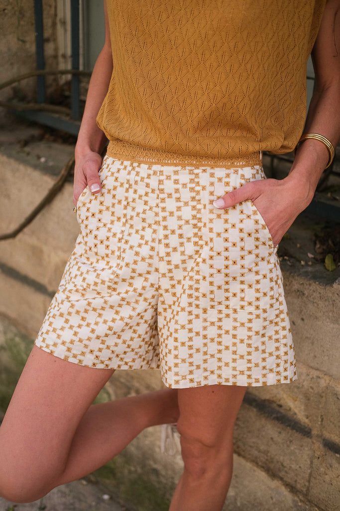 Short Visumira, couleur beige, marque Vila