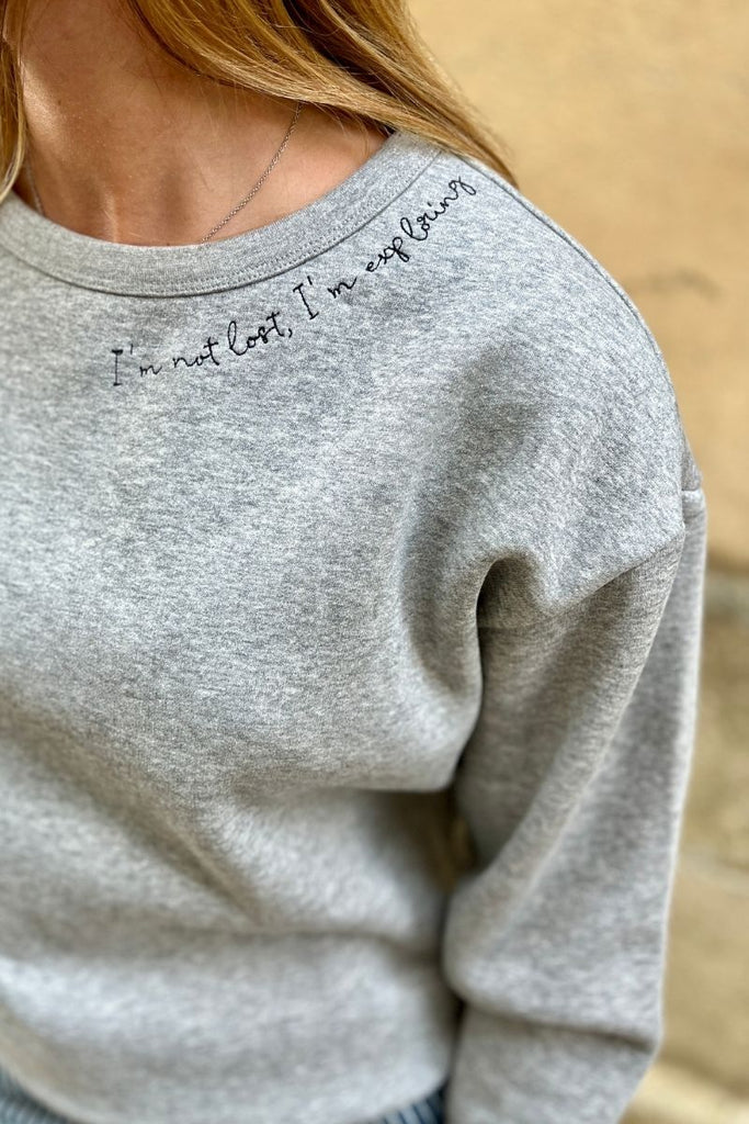 Sweat Vimaldea, couleur gris, marque Vila, manches longues, encolure ronde