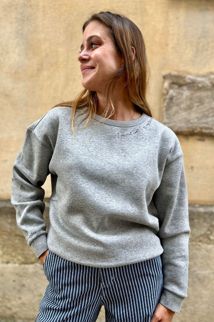 Sweat Vimaldea, couleur gris, marque Vila, manches longues, encolure ronde