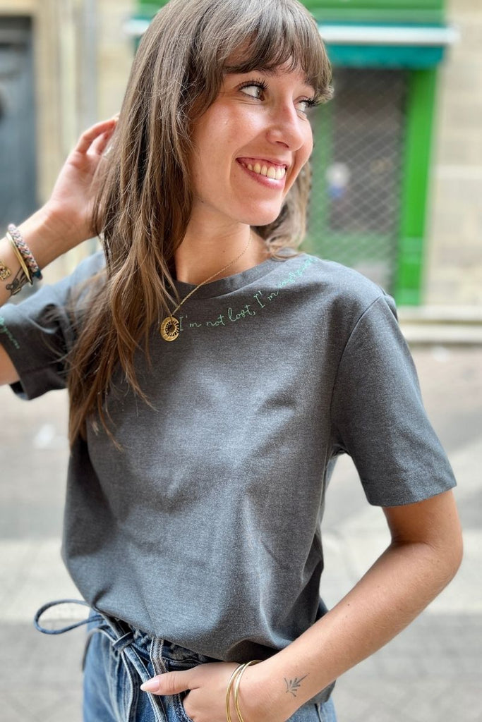 T-shirt Videddy, couleur gris foncé, marque Vila, manches longues, col rond