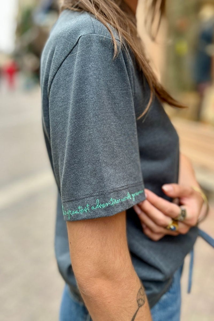 T-shirt Videddy, couleur gris foncé, marque Vila, manches longues, col rond