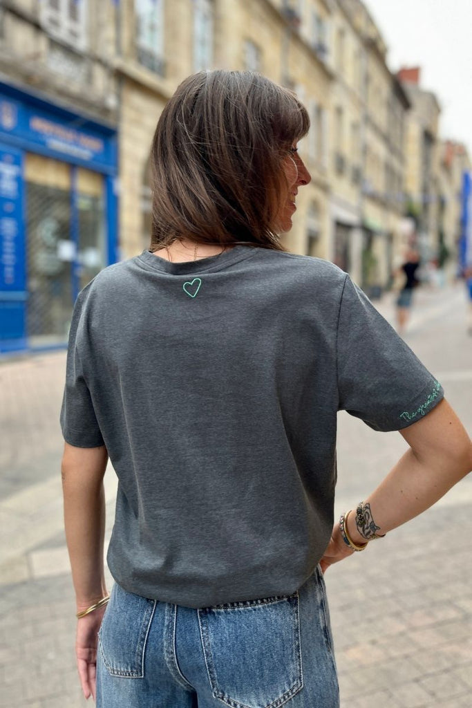 T-shirt Videddy, couleur gris foncé, marque Vila, manches longues, col rond