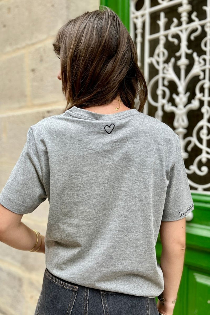 T-shirt Videddy, couleur gris clair, marque Vila, col rond, manches courtes