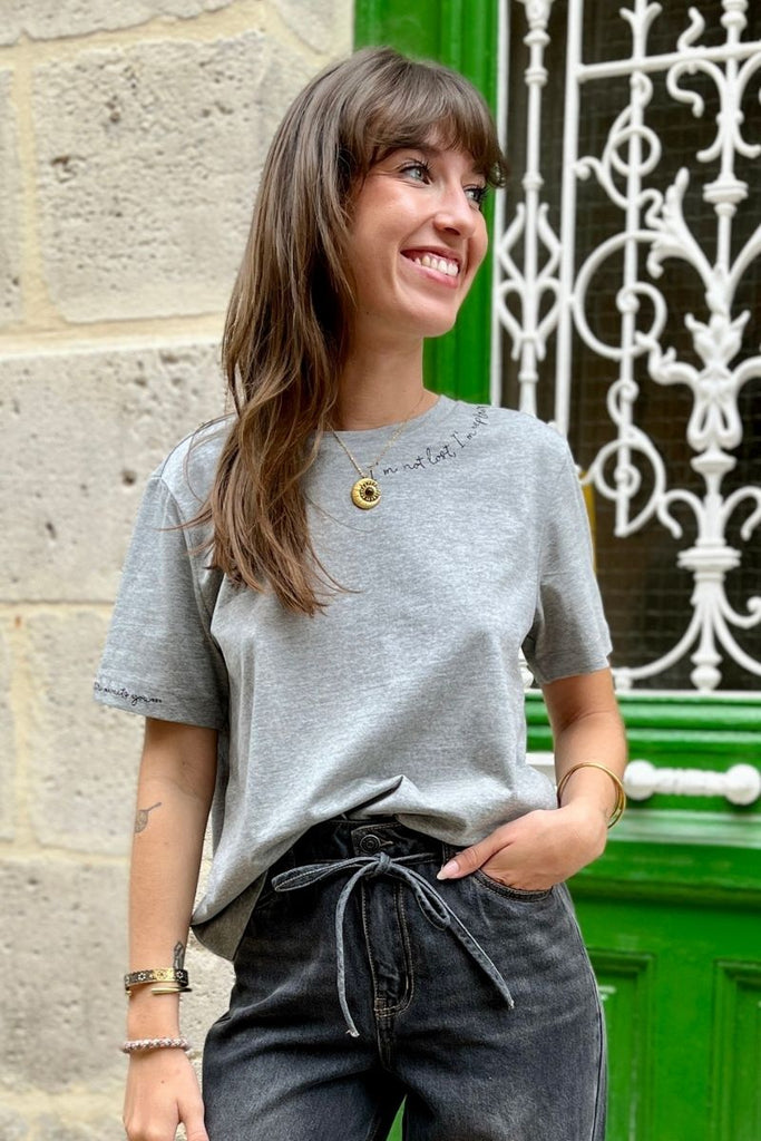 T-shirt Videddy, couleur gris clair, marque Vila, col rond, manches courtes