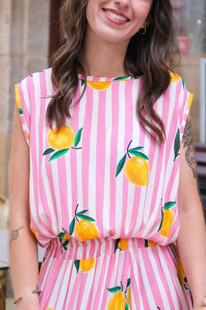 Top Citrus, couleur rose, matière coton