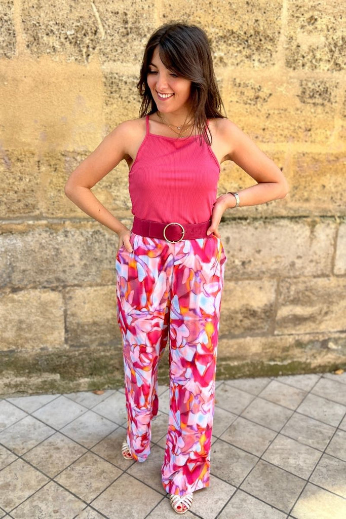Top Ihinari, couleur rose, marque Ichi, bretelles non réglables, coupe ajustée