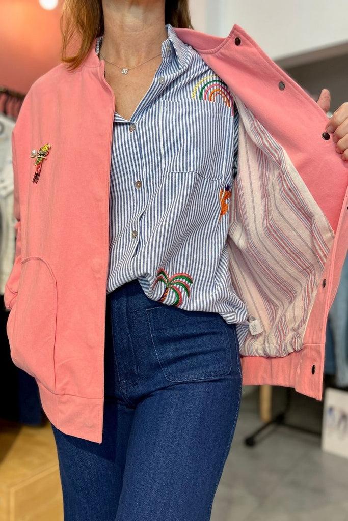Veste Calissy, couleur rose, marque Orfeo, manches longues, coupe effet bomber